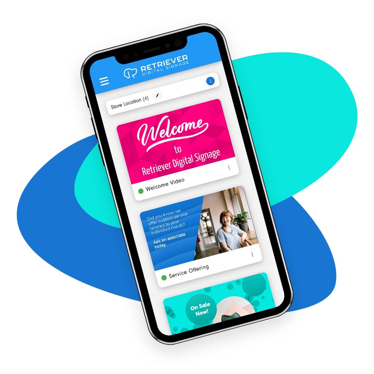 Managing digital signage content from a smartphone