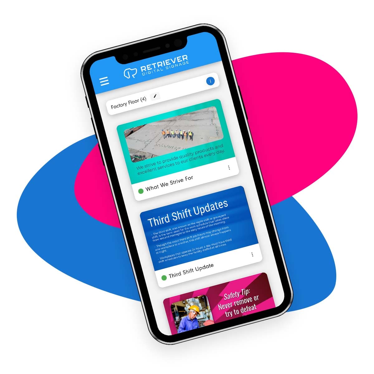 Managing digital signage content from a smartphone