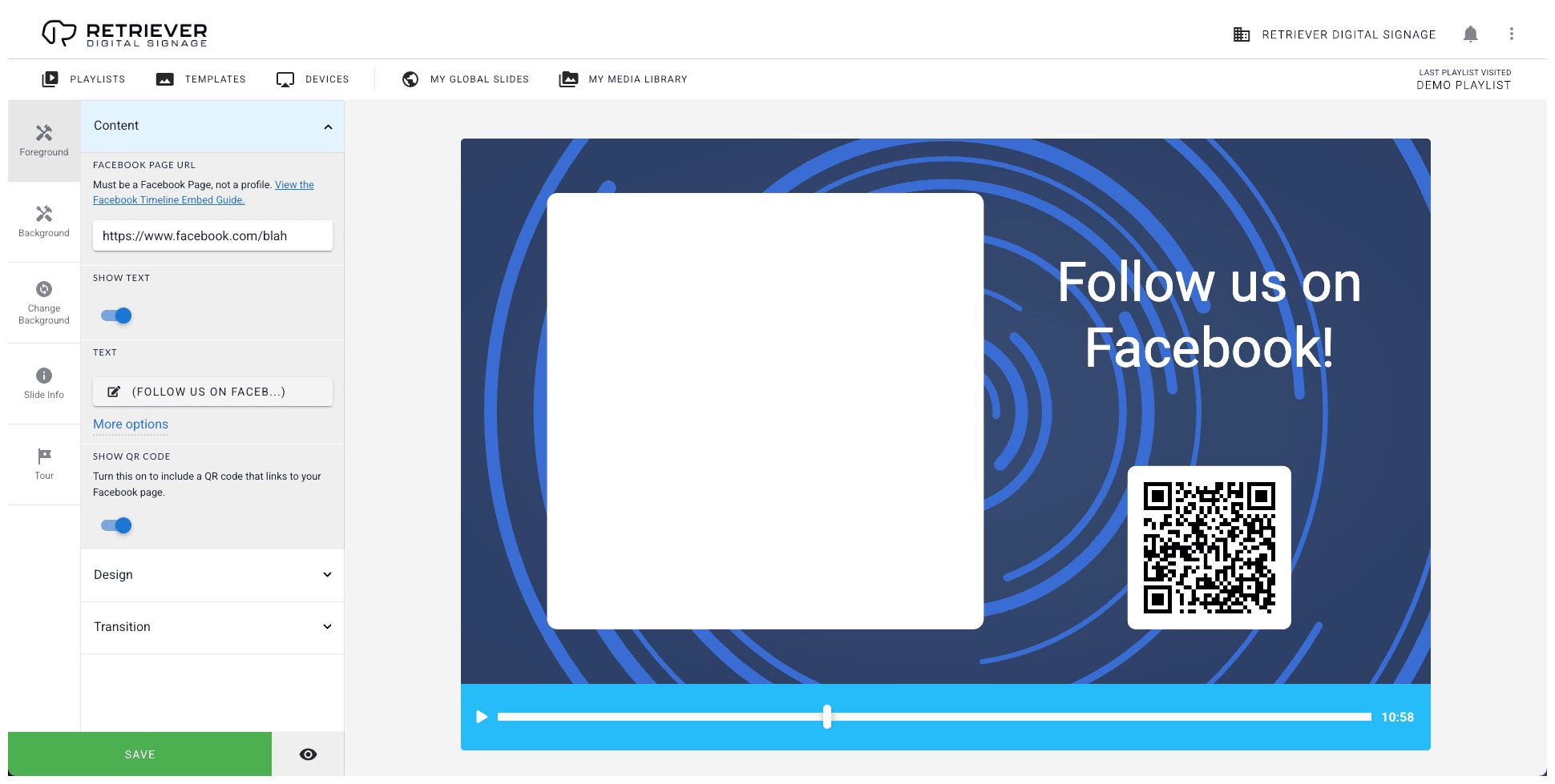 Screenshot showing a blank area where the Facebook timeline failed to load.