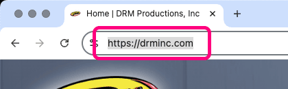 Screen shot of browser with address bar and URL highlighted
